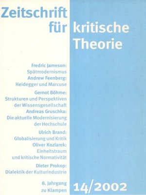 cover image of Zeitschrift für kritische Theorie / Zeitschrift für kritische Theorie, Heft 14